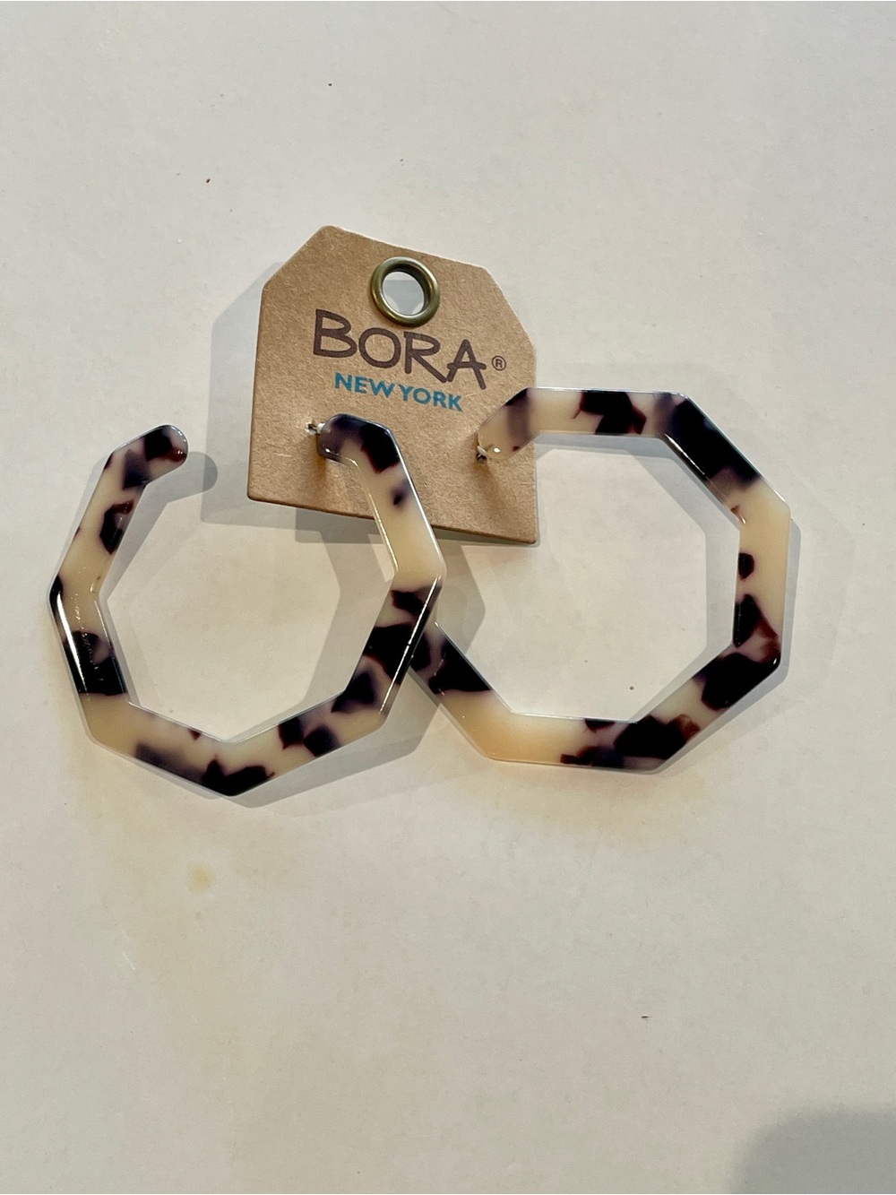 Bora New York Tortoiseshell Octagon Hoop Earrings
